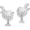 14K White Gold Charleston Palm Tree Earrings with Moon - Polished Rhodium Finish by 0