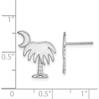 14K White Gold Charleston Palm Tree Earrings with Moon - Polished Rhodium Finish by 0