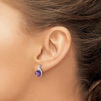 14K White Gold Checkerboard Amethyst and Diamond Drop Earrings - 2.0 Carat Total Amethyst Weight, 0.06 Carat Total Diamond Weight by Oro Pregiato