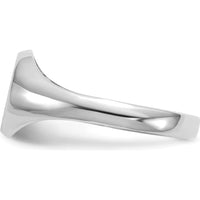 14K White Gold Child's Closed Back Signet Ring with Satin Textured Top and Polished Finish by Oro Pregiato