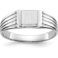 14K White Gold Child's Signet Ring with Satin Finish and Custom Engraving Space - Size 3.5 to 7.5 by Oro Pregiato