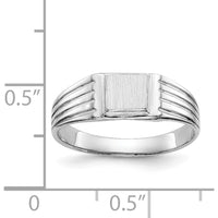 14K White Gold Child's Signet Ring with Satin Finish and Custom Engraving Space - Size 3.5 to 7.5 by Oro Pregiato