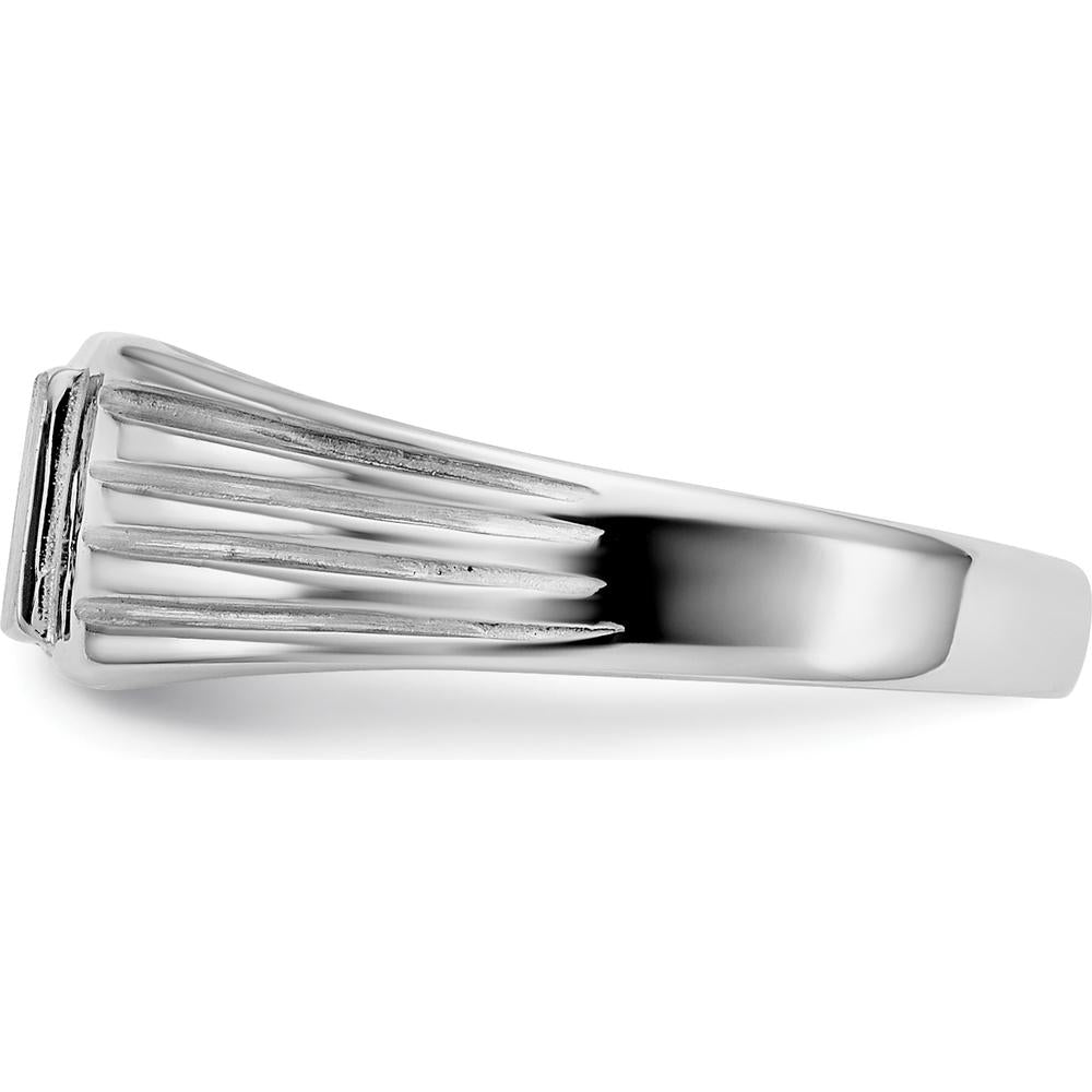 14K White Gold Child's Signet Ring with Satin Finish and Custom Engraving Space - Size 3.5 to 7.5 by Oro Pregiato