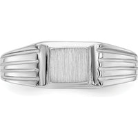 14K White Gold Child's Signet Ring with Satin Finish and Custom Engraving Space - Size 3.5 to 7.5 by Oro Pregiato