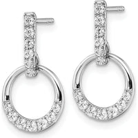 14K White Gold Circle Diamond Dangle Earrings with Natural Round Diamonds - 0.099 Carat Total Diamond Weight by Oro Pregiato