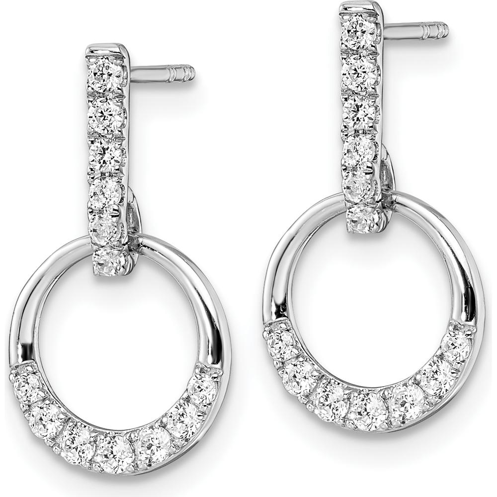 14K White Gold Circle Diamond Dangle Earrings with Natural Round Diamonds - 0.099 Carat Total Diamond Weight by Oro Pregiato