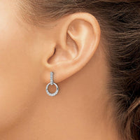 14K White Gold Circle Diamond Dangle Earrings with Natural Round Diamonds - 0.099 Carat Total Diamond Weight by Oro Pregiato