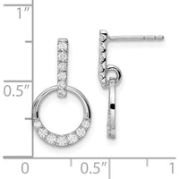 14K White Gold Circle Diamond Dangle Earrings with Natural Round Diamonds - 0.099 Carat Total Diamond Weight by Oro Pregiato
