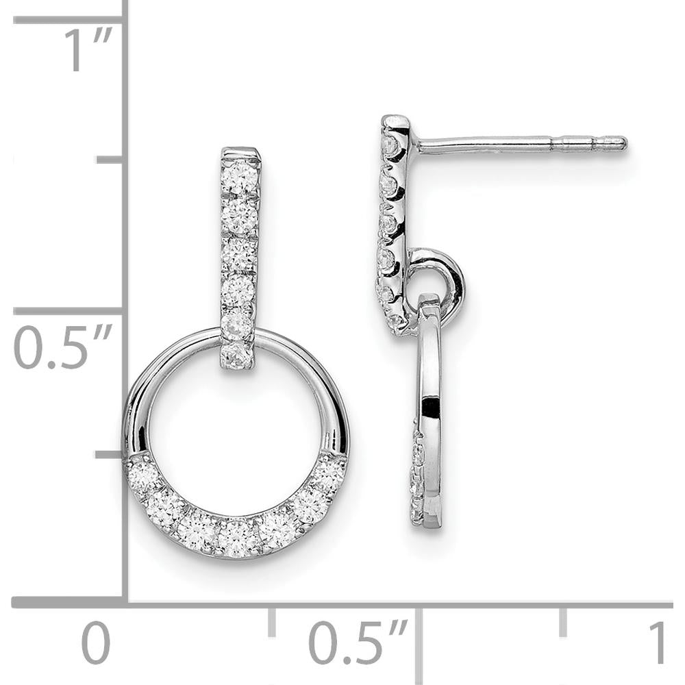 14K White Gold Circle Diamond Dangle Earrings with Natural Round Diamonds - 0.099 Carat Total Diamond Weight by Oro Pregiato