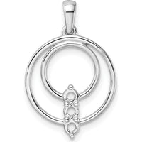 14K White Gold Circle Pendant Mounting with Three 2.7mm Round Stone Settings by Oro Pregiato