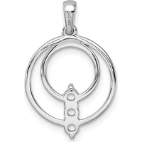 14K White Gold Circle Pendant Mounting with Three 2.7mm Round Stone Settings by Oro Pregiato