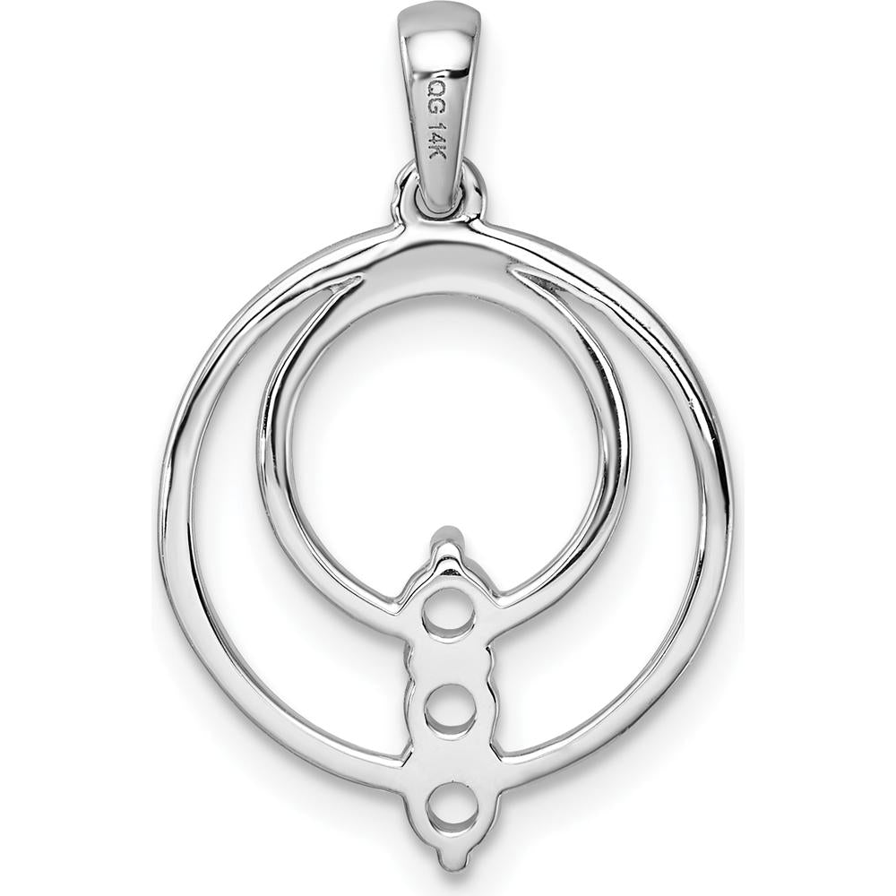 14K White Gold Circle Pendant Mounting with Three 2.7mm Round Stone Settings by Oro Pregiato