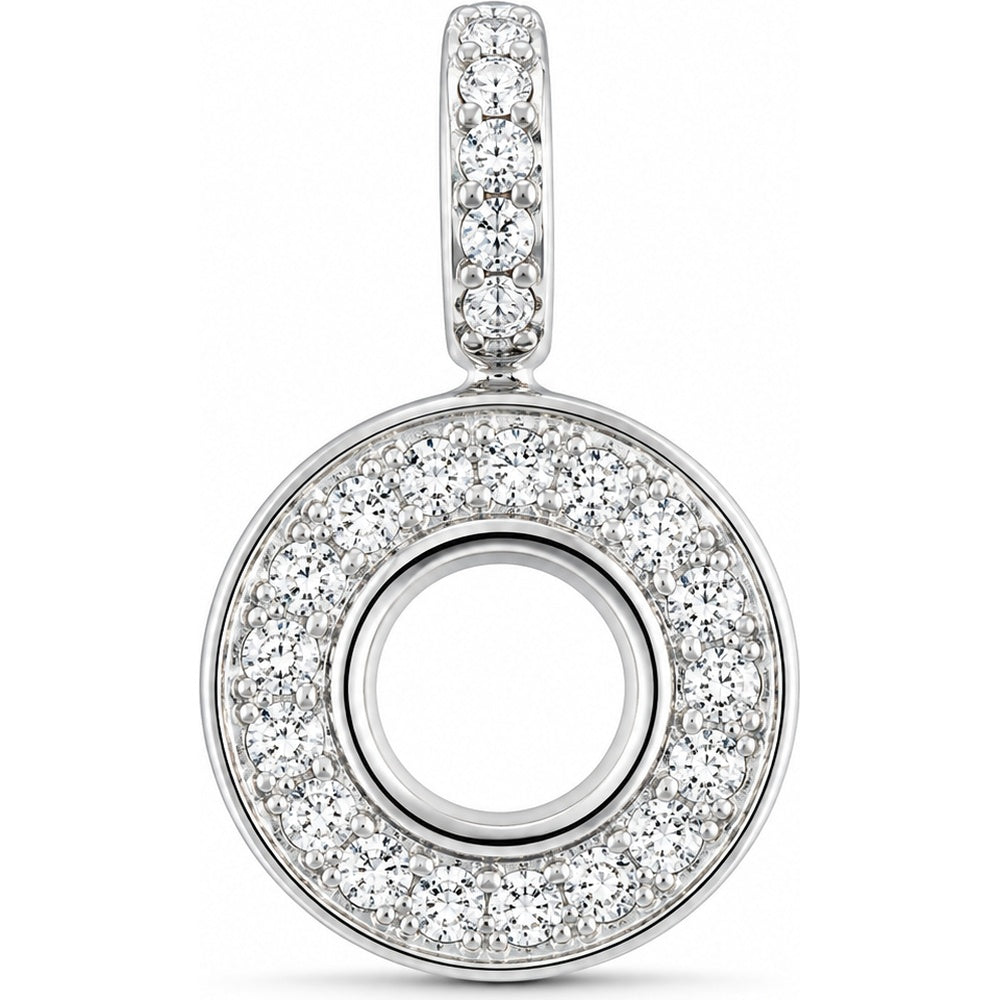 14K White Gold Circle Pendant with Pavé Set Round Diamonds - 0.52 Carat Total Diamond Weight by Auriventus