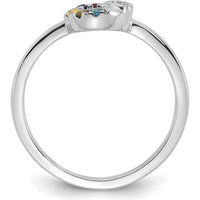 14K White Gold Circle Ring with Diamond Heart and 6 Round Birthstones - Personalized Mother's Ring by 0