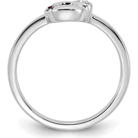14K White Gold Circle Ring with Diamond Heart and Two Custom Birthstones - Personalized Mother's Ring by 0