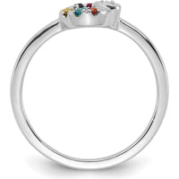 14K White Gold Circle Ring with Heart Diamond and 7 Round Birthstones - Multicolor Gemstone Semi-Mount by 0