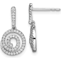 14K White Gold Circle Swirl Diamond Dangle Earrings with 98 Round Diamonds - 0.29 Carat Total Diamond Weight by Oro Pregiato