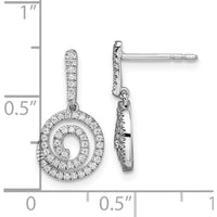 14K White Gold Circle Swirl Diamond Dangle Earrings with 98 Round Diamonds - 0.29 Carat Total Diamond Weight by Oro Pregiato