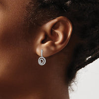 14K White Gold Circle Swirl Diamond Dangle Earrings with 98 Round Diamonds - 0.29 Carat Total Diamond Weight by Oro Pregiato