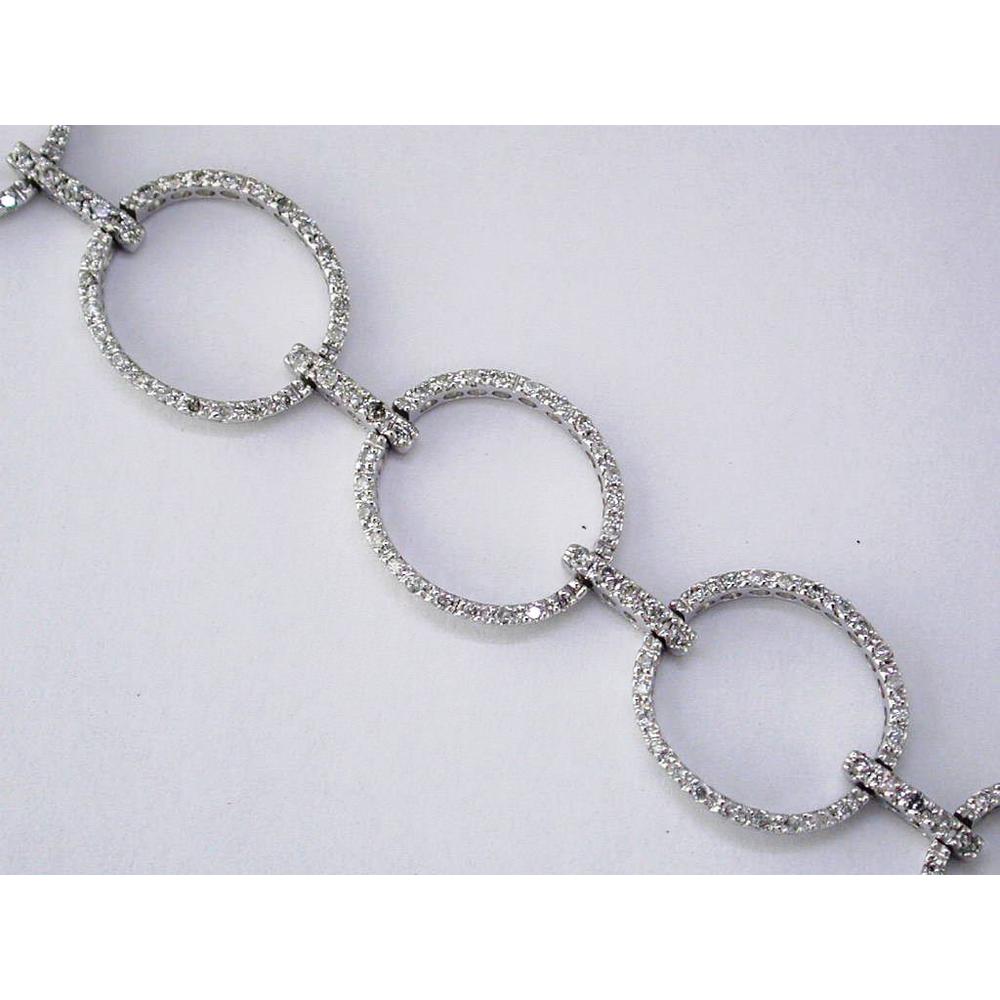 14K White Gold Circular Station Bracelet with Round Brilliant Cut Diamonds - 1.30 Carat Total Diamond Weight - Royal Jewelry