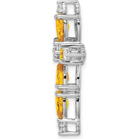 14K White Gold Citrine and Diamond Cross Pendant - 0.689 Carat Total Citrine Weight, 0.100 Carat Total Diamond Weight by Lumare Gioia