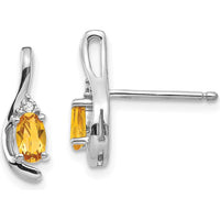 14K White Gold Citrine and Diamond Drop Earrings - 0.20 Carat Citrine, 0.01 Carat Diamond Total Weight by Oro Pregiato