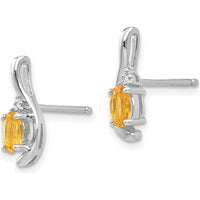 14K White Gold Citrine and Diamond Drop Earrings - 0.20 Carat Citrine, 0.01 Carat Diamond Total Weight by Oro Pregiato