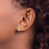14K White Gold Citrine and Diamond Drop Earrings - 0.20 Carat Citrine, 0.01 Carat Diamond Total Weight by Oro Pregiato