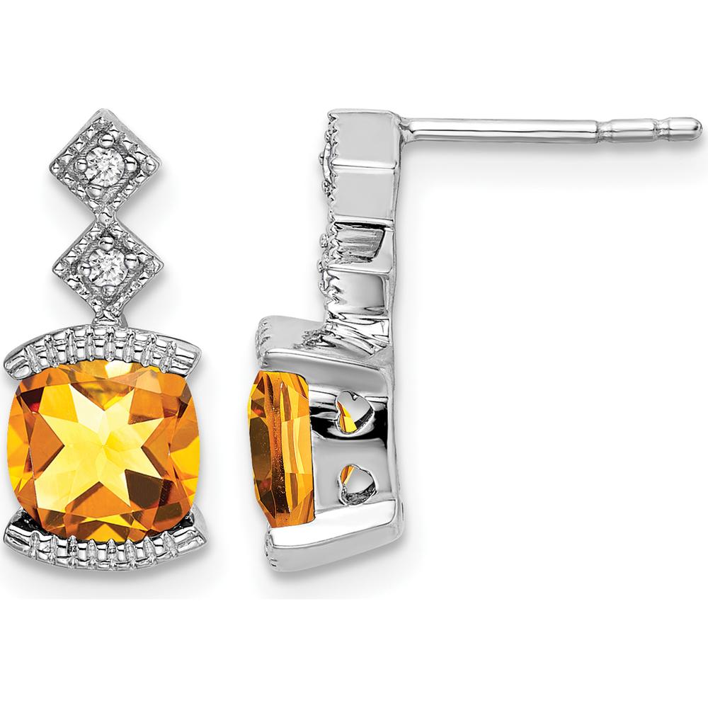 14K White Gold Citrine and Diamond Drop Earrings - 1.19 Carat Total Gem Weight by Monteluci Fine Jewelry