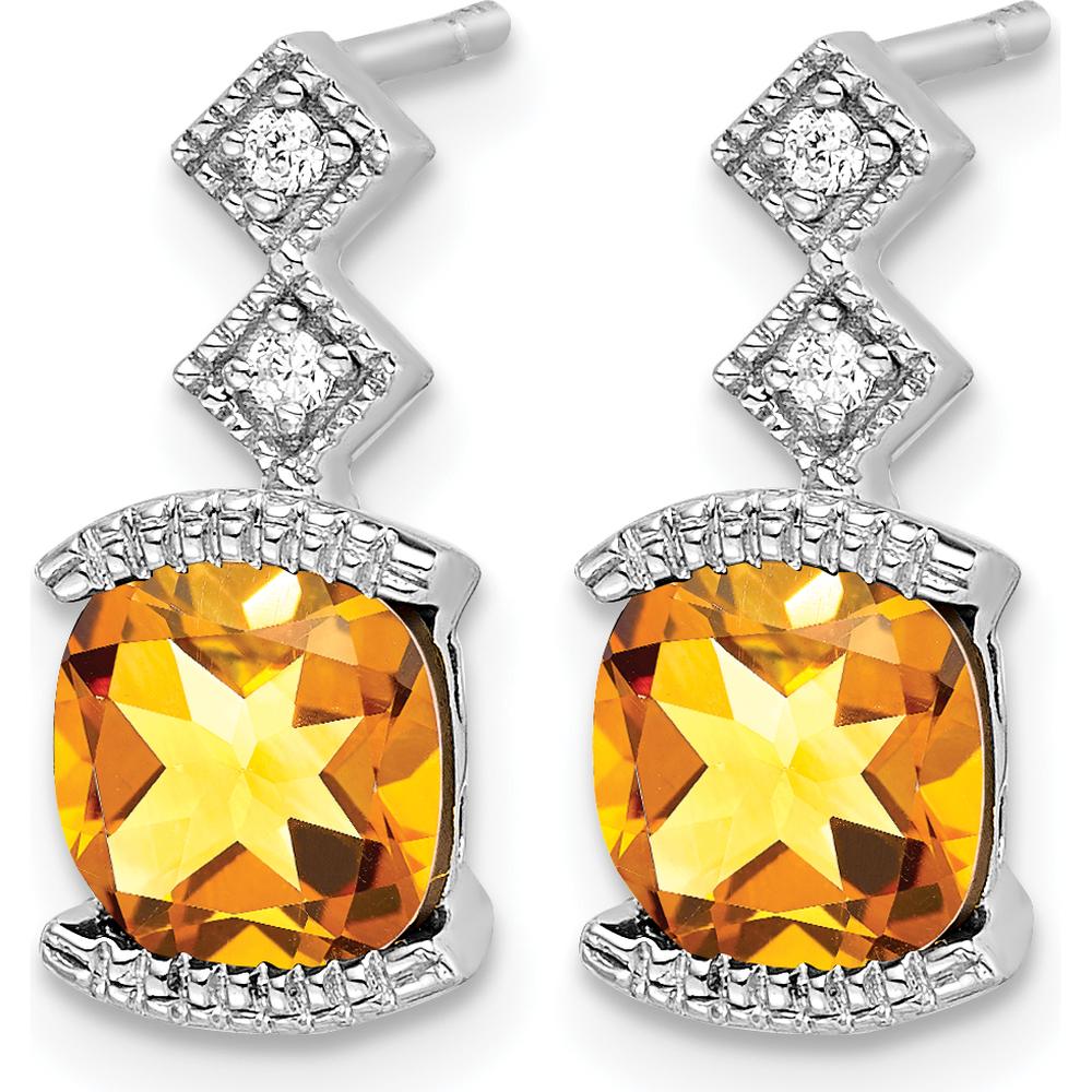 14K White Gold Citrine and Diamond Drop Earrings - 1.19 Carat Total Gem Weight by Monteluci Fine Jewelry