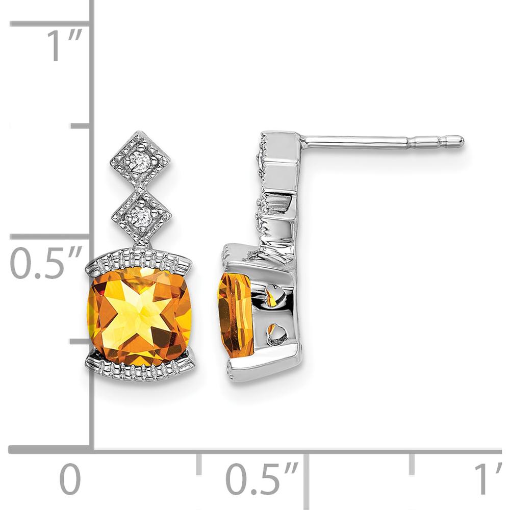 14K White Gold Citrine and Diamond Drop Earrings - 1.19 Carat Total Gem Weight by Monteluci Fine Jewelry