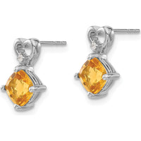 14K White Gold Citrine and Diamond Heart Drop Earrings - 1.25 Carat Citrine and 0.01 Carat Diamond Total Weight by Oro Pregiato