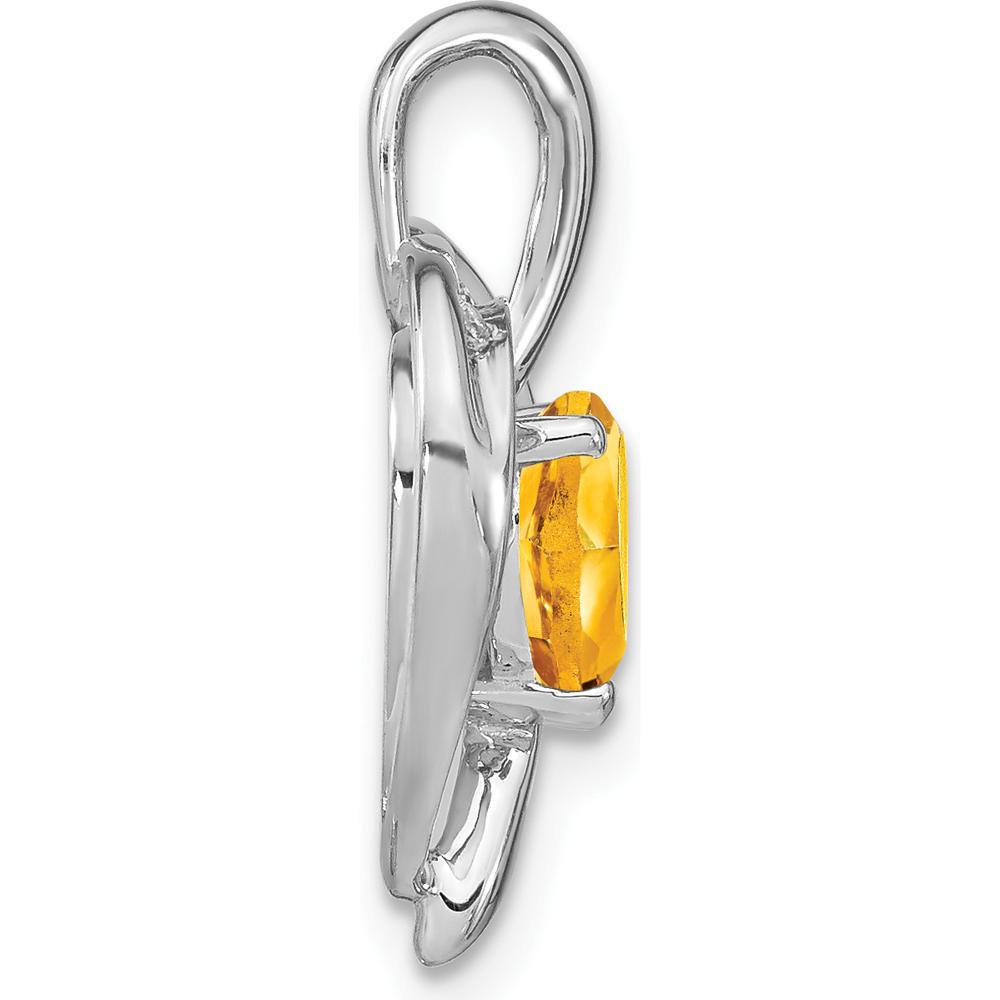 14K White Gold Citrine and Diamond Heart Pendant with Round Diamonds - 0.992 Carat Citrine, 0.024 Carat Total Diamond Weight by Lumare Gioia