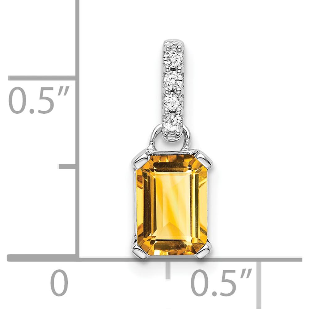 14K White Gold Citrine and Diamond Pendant with Natural Citrine and Round Diamonds - 0.01 Carat Diamond Weight by Oro Pregiato
