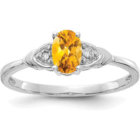 14K White Gold Citrine and Diamond Ring - 0.48 Carat Citrine, 0.01 Carat Total Diamond Weight by Oro Pregiato