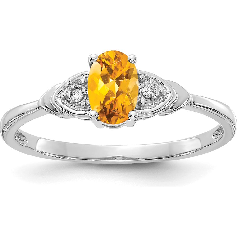 14K White Gold Citrine and Diamond Ring - 0.48 Carat Citrine, 0.01 Carat Total Diamond Weight by Oro Pregiato