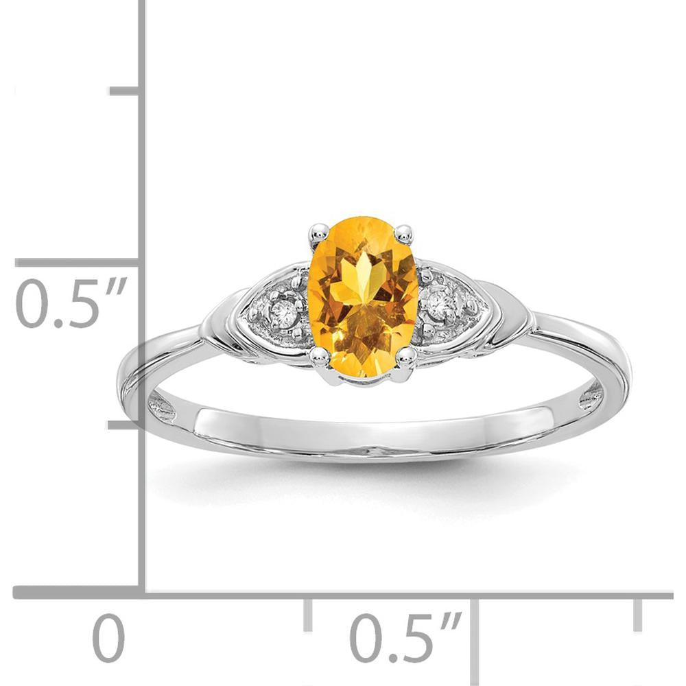 14K White Gold Citrine and Diamond Ring - 0.48 Carat Citrine, 0.01 Carat Total Diamond Weight by Oro Pregiato