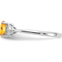 14K White Gold Citrine and Diamond Ring - 0.48 Carat Citrine, 0.01 Carat Total Diamond Weight by Oro Pregiato