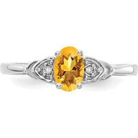14K White Gold Citrine and Diamond Ring - 0.48 Carat Citrine, 0.01 Carat Total Diamond Weight by Oro Pregiato