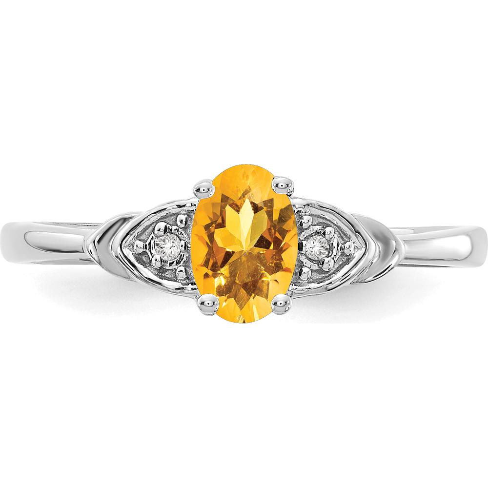 14K White Gold Citrine and Diamond Ring - 0.48 Carat Citrine, 0.01 Carat Total Diamond Weight by Oro Pregiato