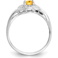 14K White Gold Citrine and Diamond Ring with Oval Citrine - 0.48 Carat Total Citrine Weight by Oro Pregiato