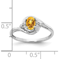 14K White Gold Citrine and Diamond Ring with Oval Citrine - 0.48 Carat Total Citrine Weight by Oro Pregiato