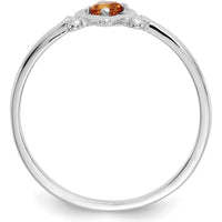 14K White Gold Citrine Birthstone Heart Ring - 0.10 Carat Round Citrine by Oro Pregiato