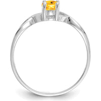 14K White Gold Citrine Birthstone Ring with Oval Faceted Citrine - 0.40 Carat Total Gem Weight by Oro Pregiato
