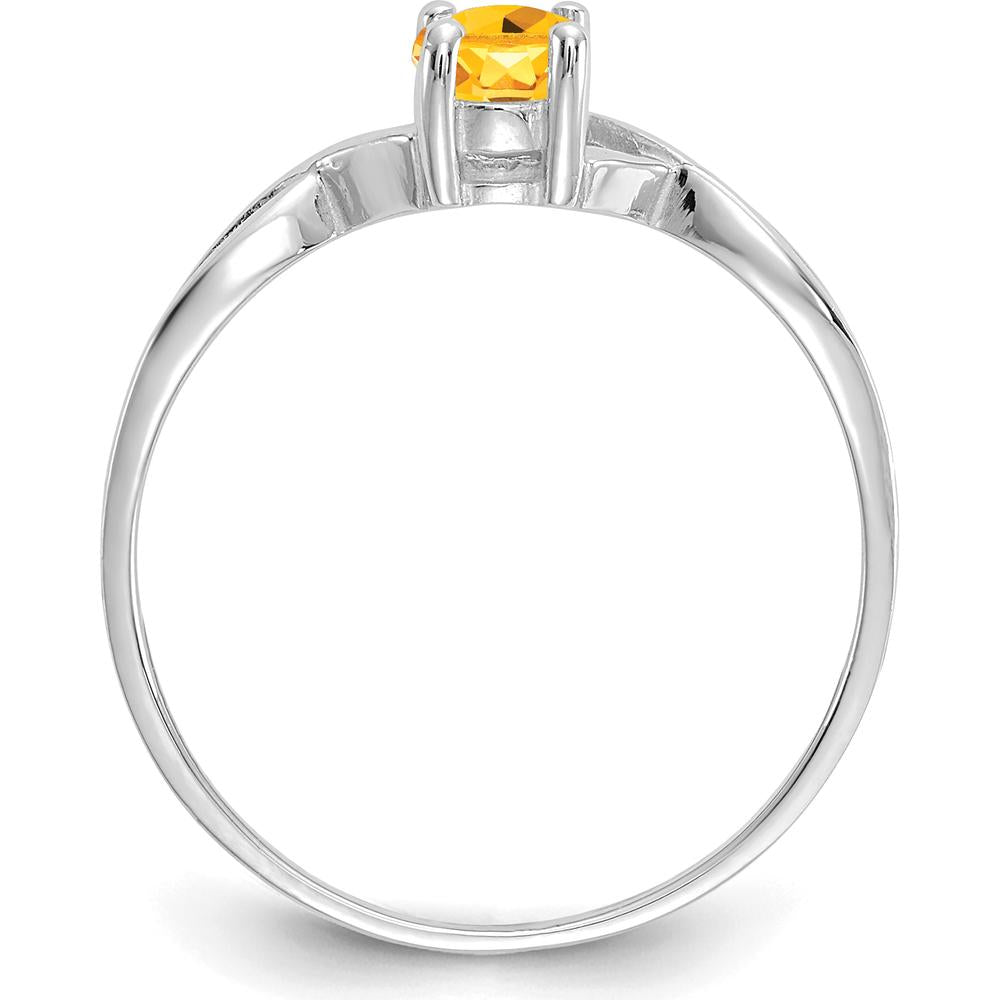 14K White Gold Citrine Birthstone Ring with Oval Faceted Citrine - 0.40 Carat Total Gem Weight by Oro Pregiato