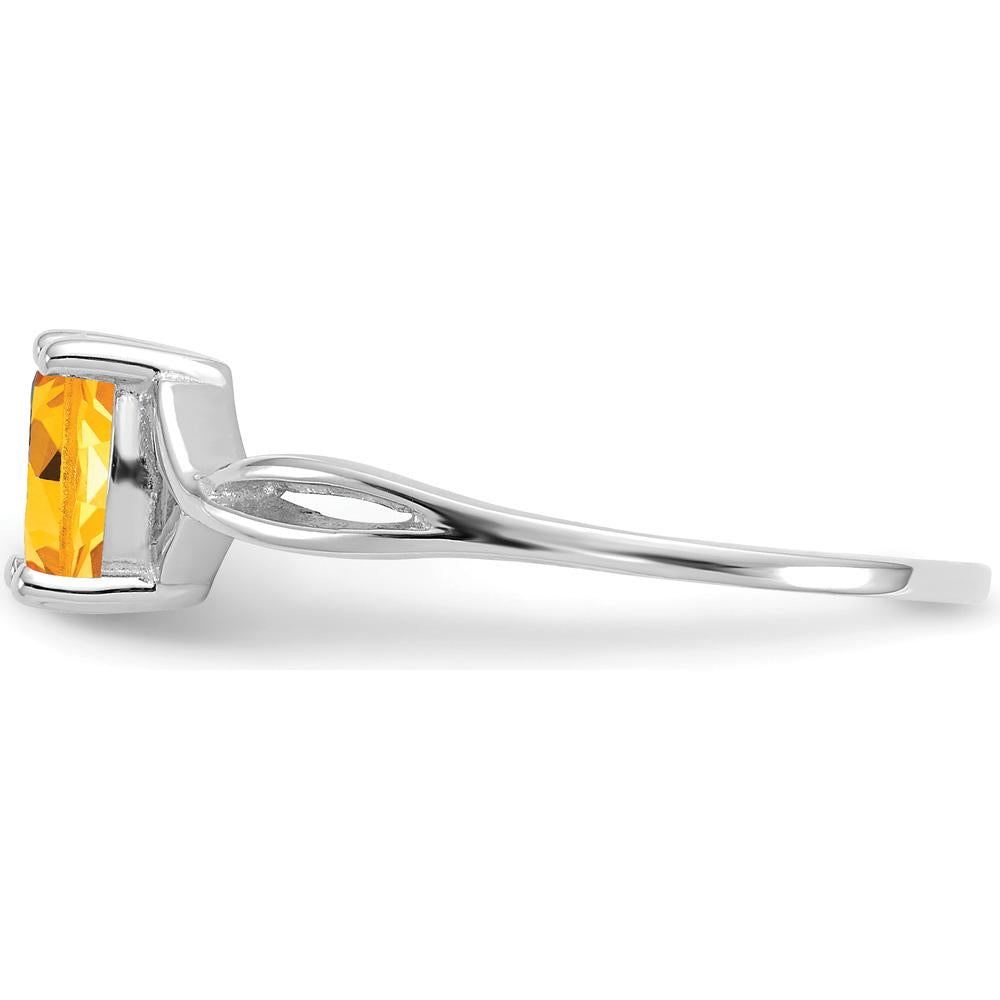 14K White Gold Citrine Birthstone Ring with Oval Faceted Citrine - 0.40 Carat Total Gem Weight by Oro Pregiato