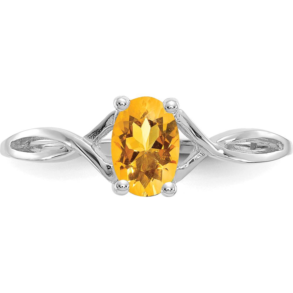 14K White Gold Citrine Birthstone Ring with Oval Faceted Citrine - 0.40 Carat Total Gem Weight by Oro Pregiato