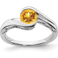 14K White Gold Citrine Bypass Ring - 0.77 Carat Total Citrine Weight by 0