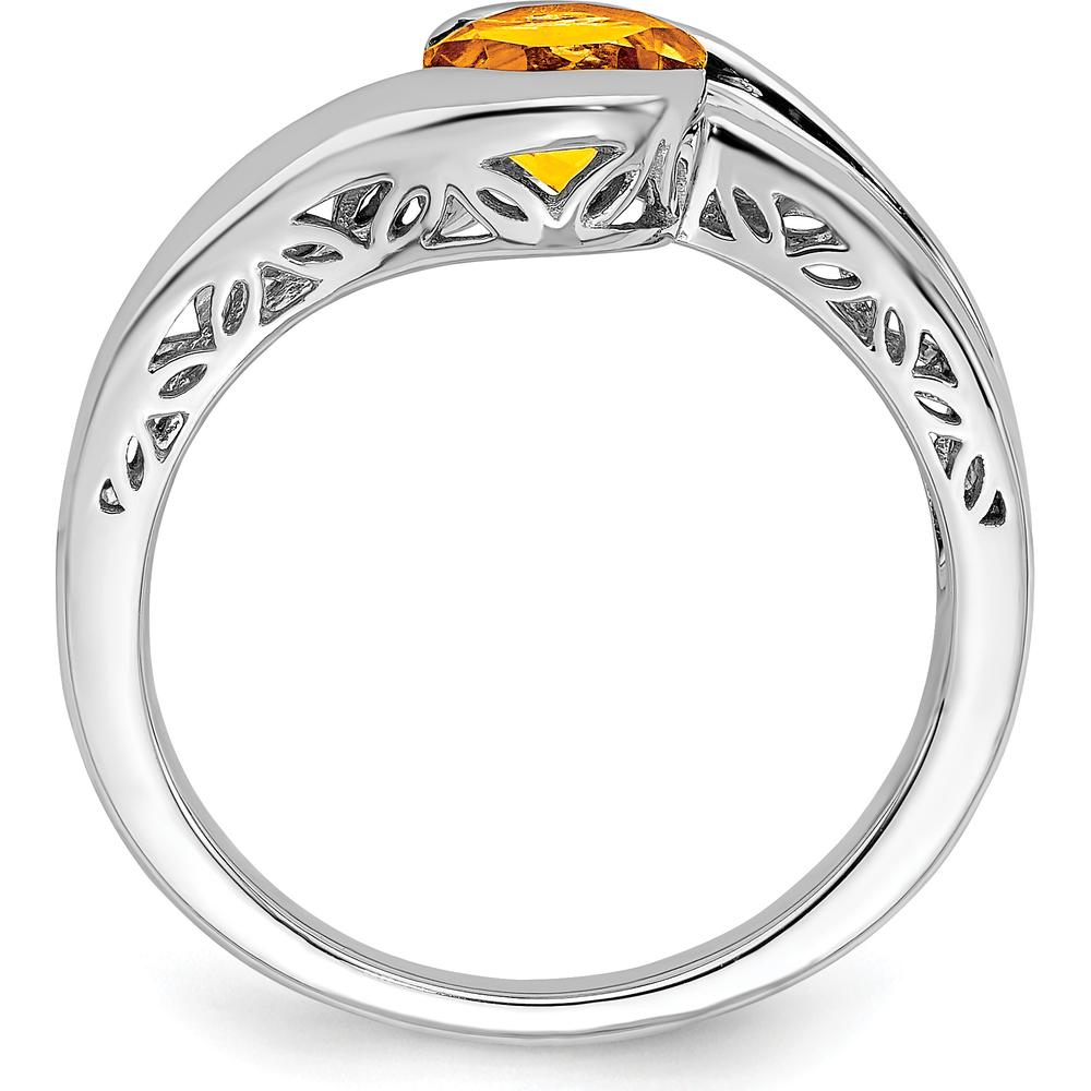 14K White Gold Citrine Bypass Ring - 0.77 Carat Total Citrine Weight by 0