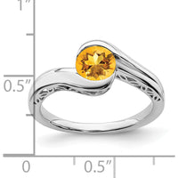 14K White Gold Citrine Bypass Ring - 0.77 Carat Total Citrine Weight by 0